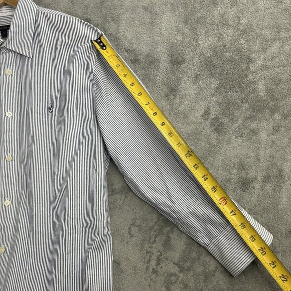 John Varvatos USA Shirt Mens Medium Striped Peace Sign Logo Button Up Casual - Picture 4 of 10